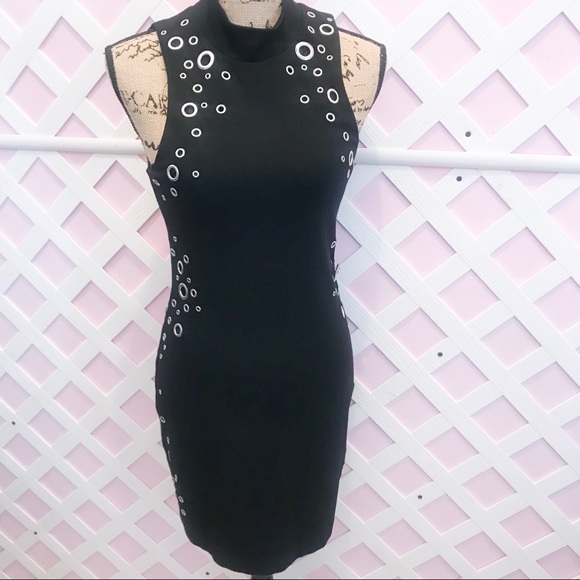PARKER BLACK DRESS WITH SILVER DETAILS - Picture 1 of 8